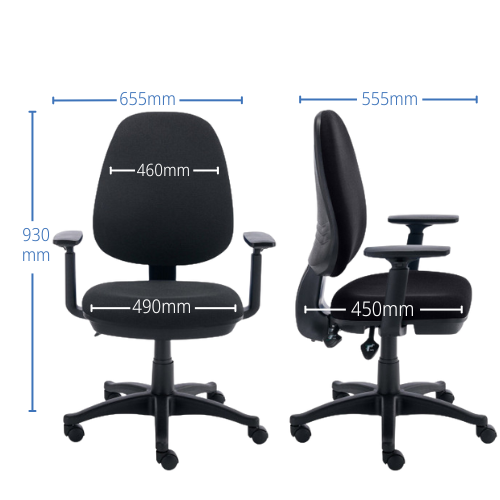 Versi-2 Black Chair Dimensions from HuntOffice